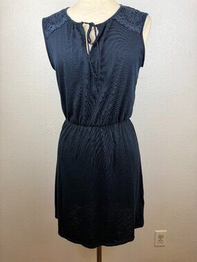 Joe Fresh Blue Panel Floral Lace Tank  Dress Size M
